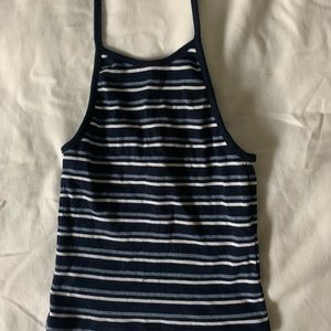 Striped tied crop tank